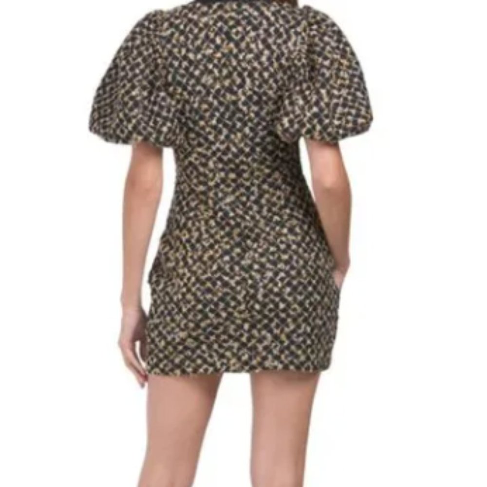 ENDLESS ROSE Black/Gold Tweed Button Mini Dress - Picture 2 of 2